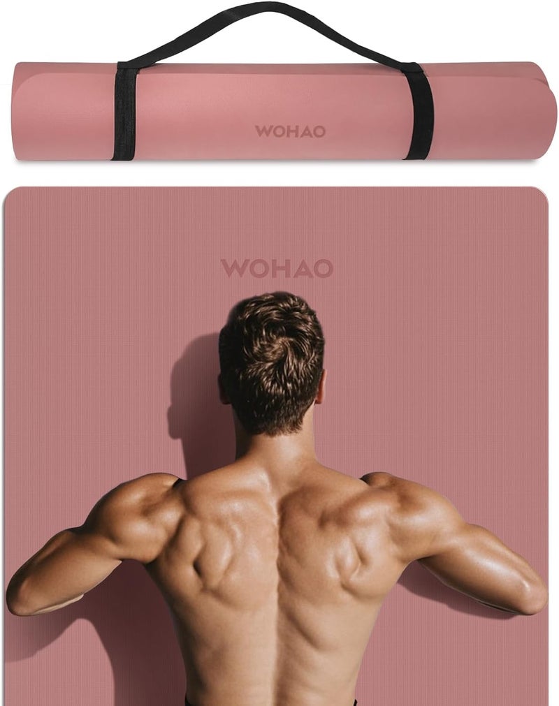 wohao Extra Wide & Thick 8mm Yoga Mat, 72"x31.5" Large Non Slip Exercise Mat, Premium POE Material for Superior Cushioning & Stability, with Strap for Home Gym, Pilates - Image 1